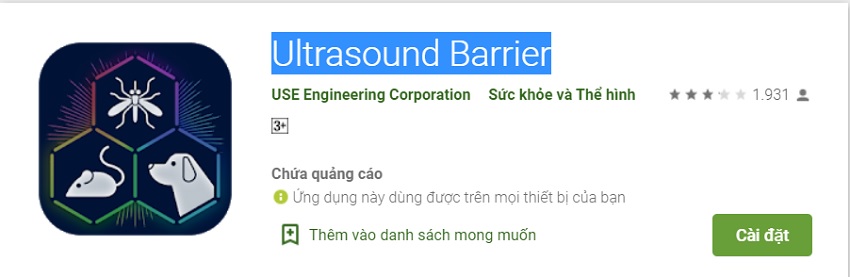 Ultrasound Barrier - đuổi chuột bằng điện thoại
